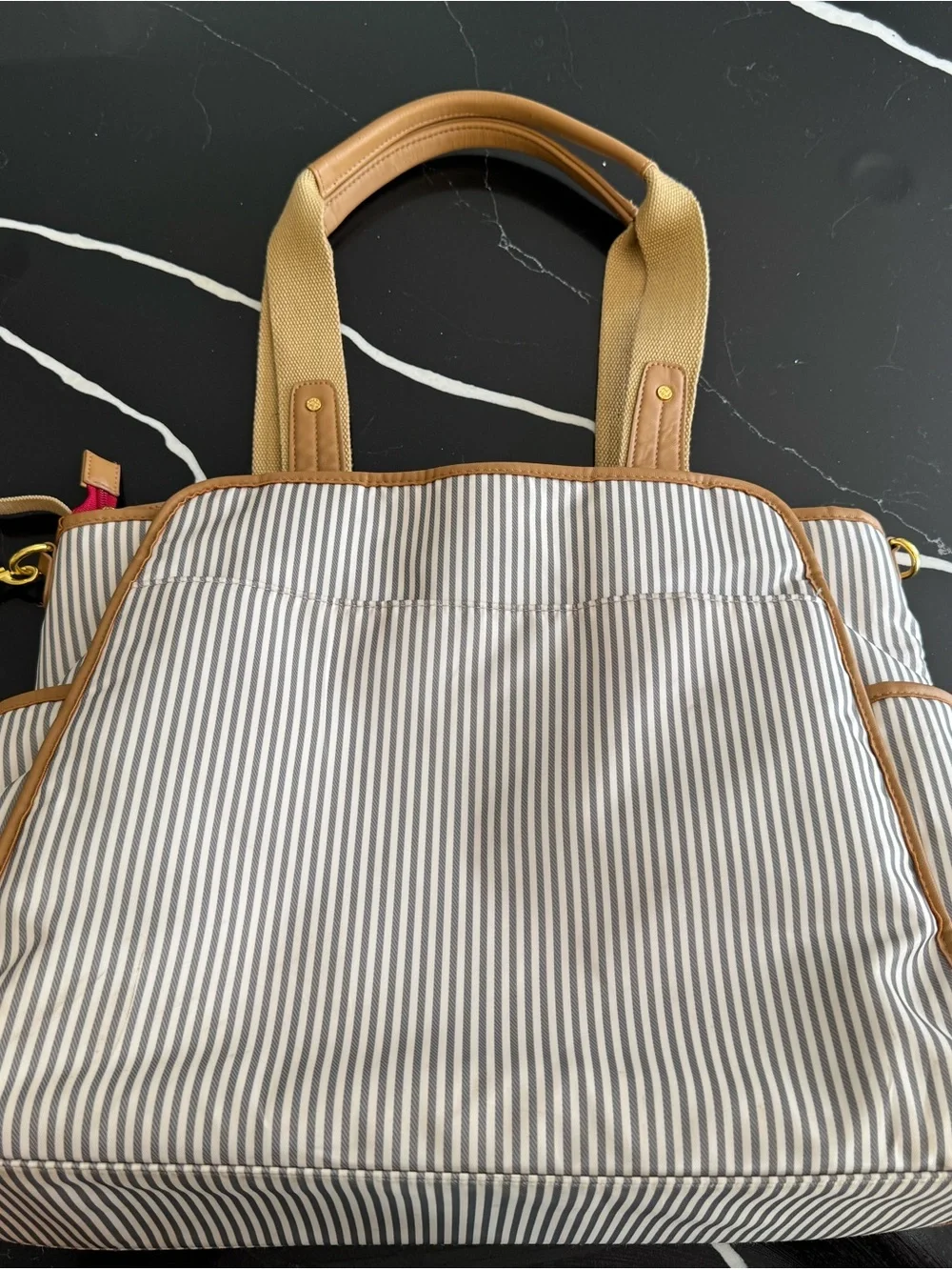 Skip Hop Tan & White Stripe Diaper Bag